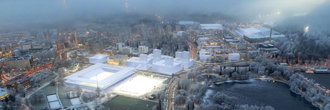 Havainnekuva Ranta-Kartanon ja Urheilukeskuksen tulevista rakennusmassoista